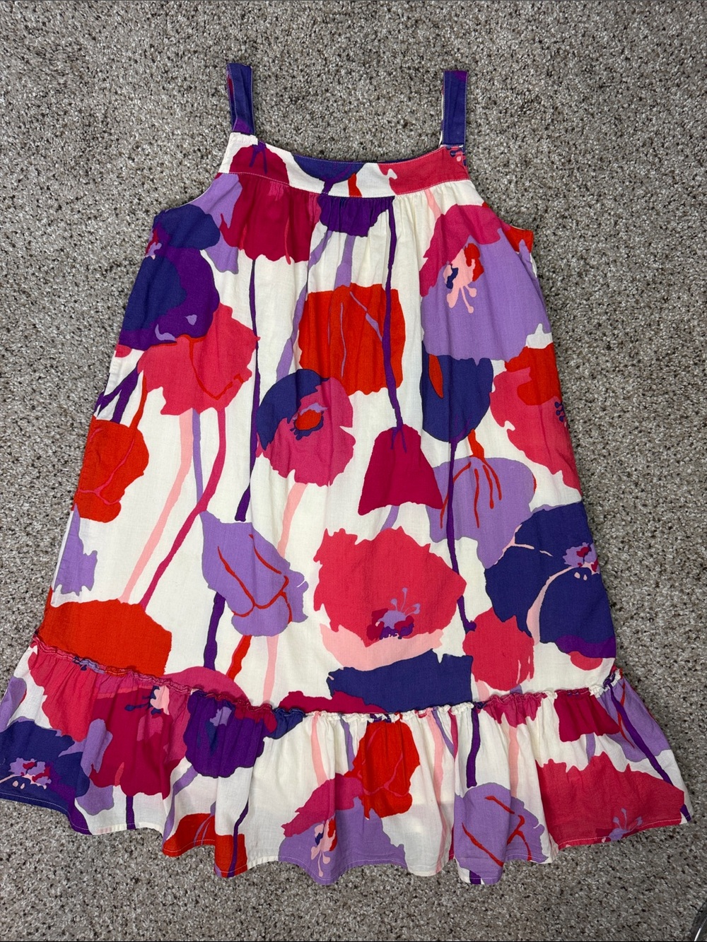 GAP Cotton Floral Sundress Ruffle Hem 100% Cotton Lined